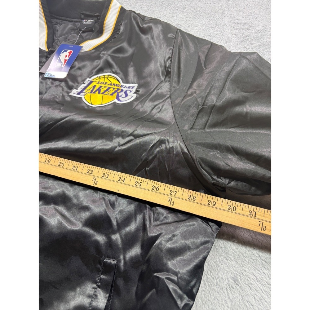 Los Angeles Lakers Satin Bomber Jacket NBA Men's Size 3XL Black Yellow - Picture 7 of 8